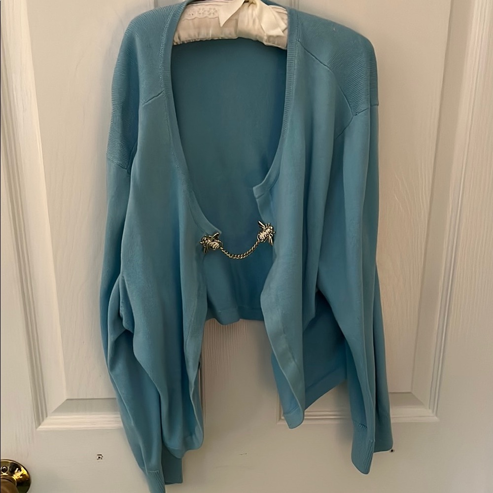 Blue Women's Sweater with Chain Detail